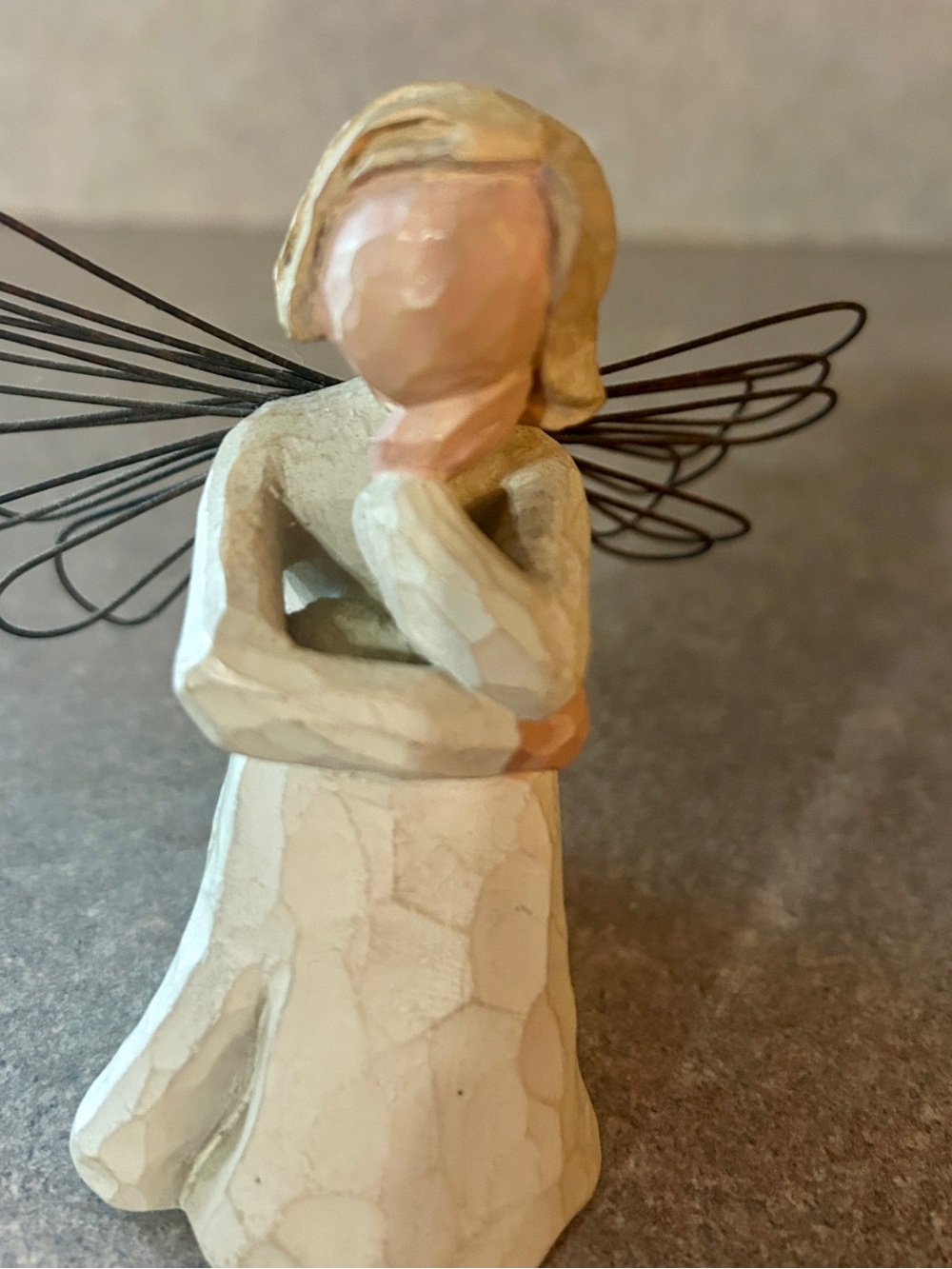 Willow Tree “Angel of Caring” Figurine with Black Wire Wings